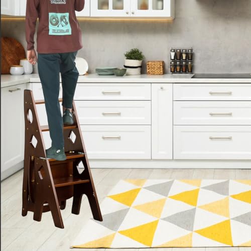 Silla de escalera de madera negra para espacios altos y orden 6