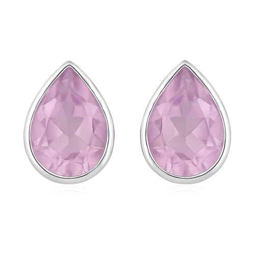 Boucles d'oreilles en argent sterling 925 faites main avec améthyste rose véritable