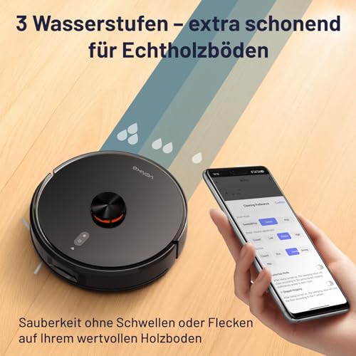 VONKO S6 Pro Saugroboter mit Wischfunktion und Absaugstation, 8000Pa Saugkraft,LiDAR 2.0 Laser Navigation,180 Min.Laufzeit,Teppicherkennung,App/Alexa,Ideal für Tierhaare,Teppich & Hartböden