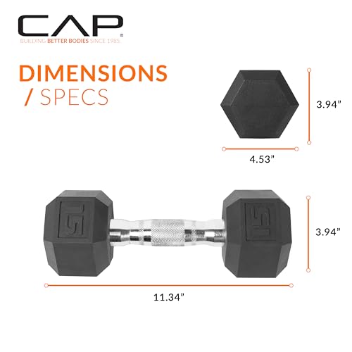 Cap Barbell SDRIS-015 15 Lb Coated Hex Dumbbell Weight thumb #3