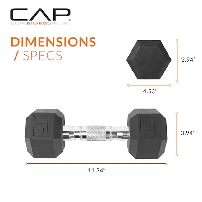 CAP Barbell Coated Hex Dumbbell Weight | Multiple Options