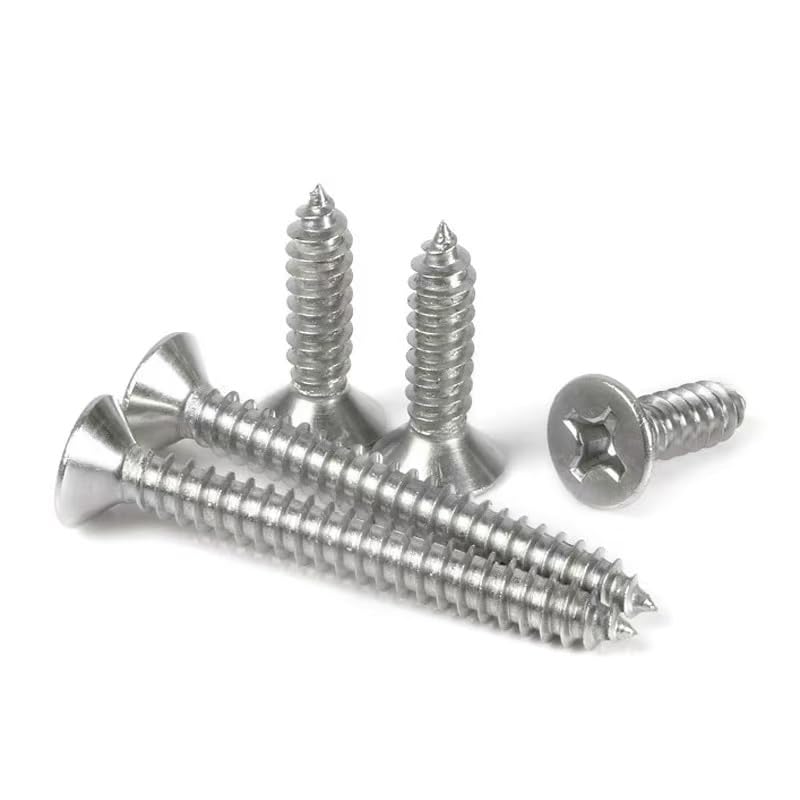Vis autotaraudeuses tête plate inox M4-M6 cruciforme métal bois plastique assortiment fixation (M6 x 65mm - 50pcs)