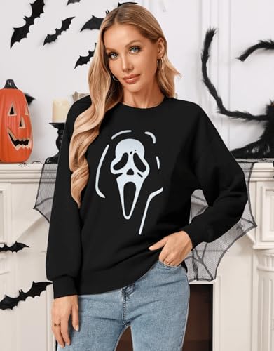 Womens USA Sweatshirt, Long Sleeve Crewneck Pullover with American Flag & Stripes Star Print - Casual Top