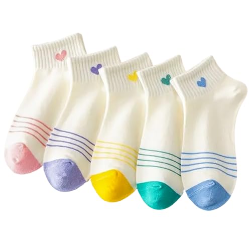 Image of Women Cute Ankle Socks Cotton Mini Crew Athletic Casual Heart Sock for Girls Sneakers