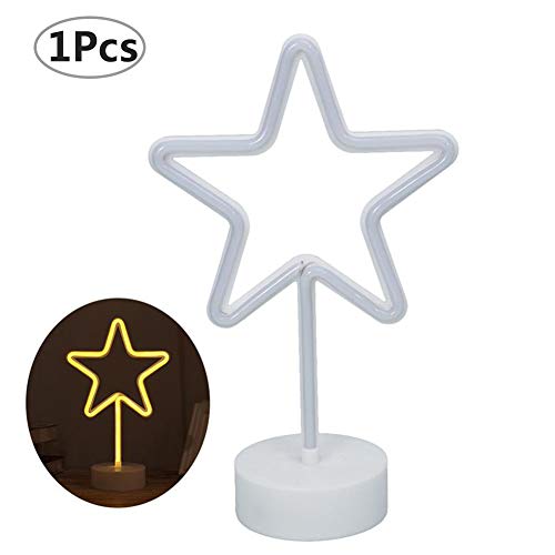 Preisvergleich Produktbild Stern Neonlicht - WENTS LED Nachtlicht Stern Licht Warmweiß Batteriebetriebene Lampe Tischleuchte Dekolicht Stimmungslicht Leuchtreklame für Haus Party Hochzeit Schlafzimmer Deko