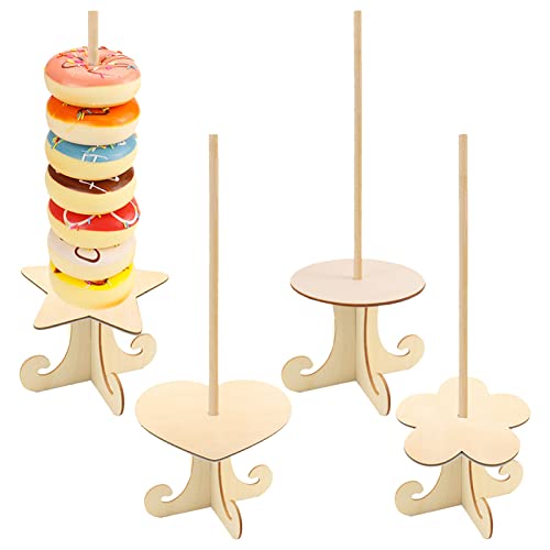 JLNGTHONG 4 Piezas de Soporte de Donuts Donuts de Madera para Bodas Soporte de Madera para Rosquillas Soporte para Rosquillas Soporte para Exhibición de Donas Base Apiladora de Postres Suministros Cover
