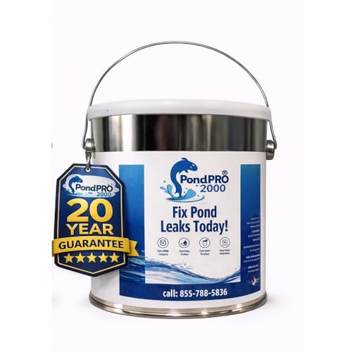 PondPro2000 Liquid Butyl Rubber Pond Sealant Fish Safe Waterproof Leak Repair for Ponds Waterfalls and Water Features No Primer Needed Flexible Durable Easy to Apply (1 Gallon)