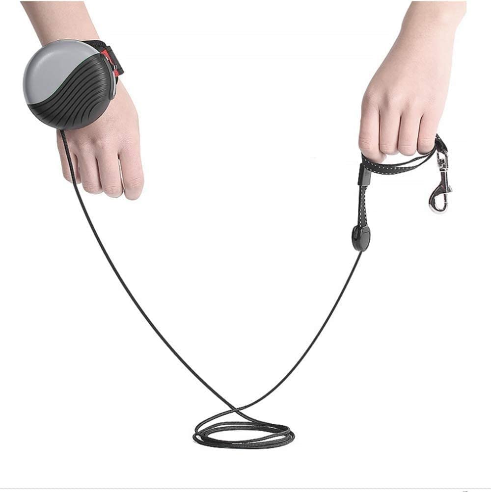 Correa De Perro Retráctil Correa De Cinturón De Muñeca De 3 Metros Correa De Manos Libres Correa Extensible para Correr para Perros De hasta 55 Libras Y Gatos (Color : Gray, Size : 3m)