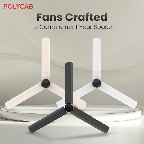 Image of Polycab Wizzy Plus 1200mm 5-Star BLDC, Remote Ceiling fan for Living Room| 55% Energy Saving, High Air Delivery | 3+1 yr Warranty【Matt Black】