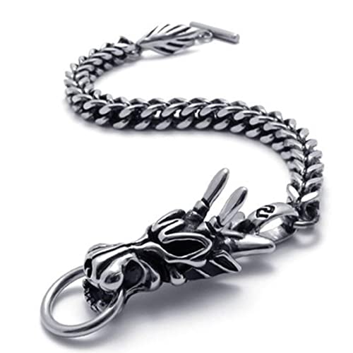 Bracelet dragon pour hommes et femmes en acier vintage look motard et bijou de mode personnalisé
