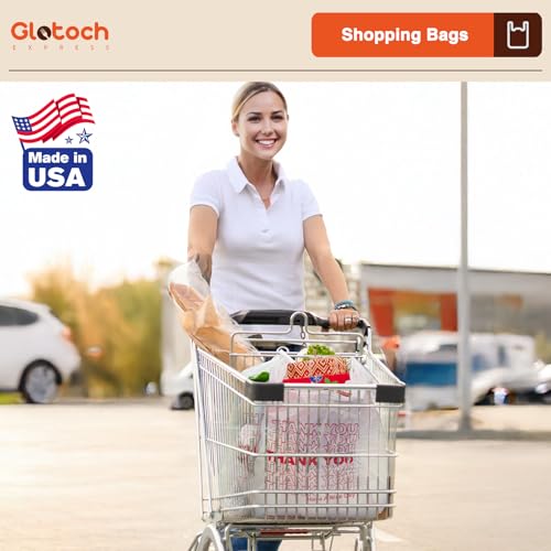 Glotoch Plastic Thank You Bags 1000 Count, 11.5\" x 6.5\" x 21\" White Grocery Bags with Handles for Restaurant, Retail, Grocery Store, Takeout, Convenience Stores, T-shirt Shopping Bag in Bulk
