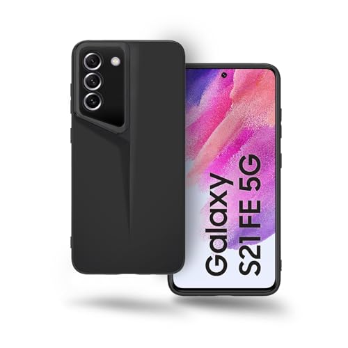 Image of Amazon Brand - Solimo Rubber Ultra-Thin Blade Runner Series Matte Finished Camera Protection Soft Back Cover for Samsung Galaxy S21 FE 5G - Black