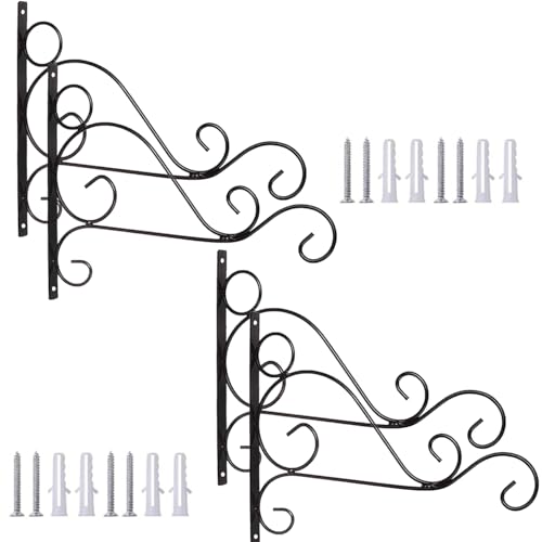 Orgrimmar Hanging Plant Bracket 4 Packs Metal Wall Plant Hangers with Iron Screws Decorative Hook for Bird Feeders, Lanterns, Wind Chimes, Planters, Flower Pot, Outdoor Indoor Decor