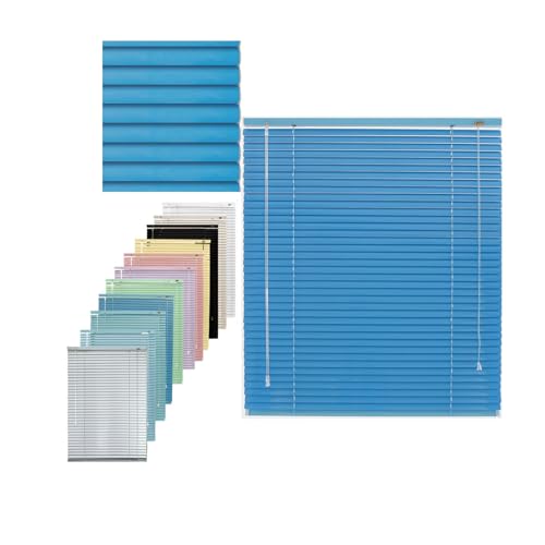 Lamas De 25mm Persiana De Aluminio para Ventanas Interior 25cm 60cm 88cm 135cm 150cm 160cm Persianas Venecianas para Balcones Baño Todas Las Piezas De Montaje Incluidas(Sky Blue)