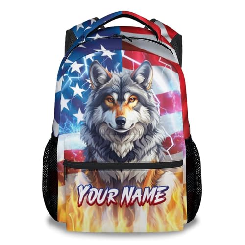 Backpack for School - 17 Inch Custom Wolf Backpack for Kids - Personalized Cool Bookbag for Primary Middle