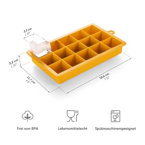 Foto von Blumtal Eiswürfelformen Silikon 2x15er - Eiswürfelform - Silikon Eiswürfelform für Eiswürfel 3,3 cm - 2 x Eiswürfelbehälter groß - BPA freie Eiswürfelform 2x - Black Blue und Spicy Mustard