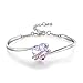 GEORGE · SMITH Bracelet Femme Plaqué Argent Bracelet Coeur Réglable pour Femme avec Cristal Violet, Idéal Bijoux Anniversaire Noël Cadeau pour Femme Maman Amie - avec Coffret Cadeau