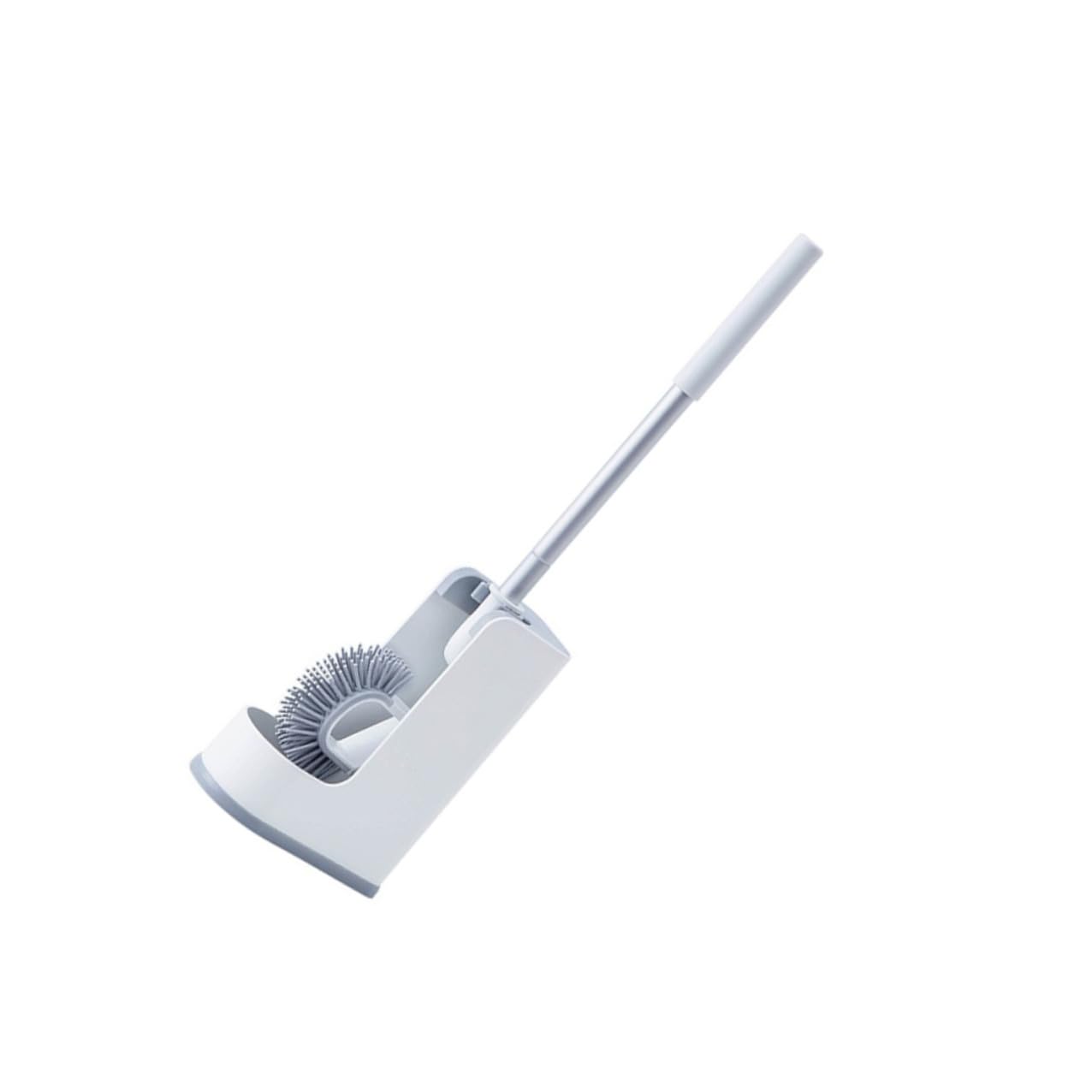 Brosse WC silicone haut de gamme avec manche aluminium antirouille