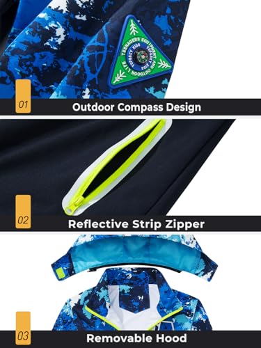 Image of SaphiRose Kids Waterproof Rain Jacket Mesh Lined with Removable Hood | Lightweight rain coat, windproof, breathable, school, camping, travel, outdoor play, boys and girls