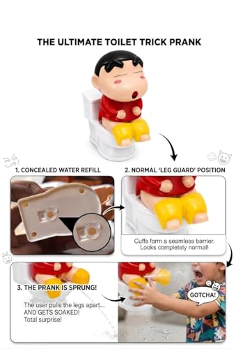 Image of Shopiitoo Susu Toilet Shin-chan Toy - Interactive Mini Water Spray Squeeze - Refillable Water Prank Toy for Kids & Adults - Hilarious Desktop Decor & Gag Gift - 11cm