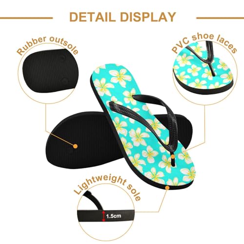 Sinestour Yellow White Blossom Flip Flops for Beach Thong Sandals Anti-slip Lightweight Flat Slippers for House Indoor Outdoor3