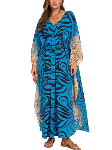 Image of Moss Rose Kaftan Dresses for Women V Neck Summer Swimsuit Cover up Caftan Maxi Beach Dresses