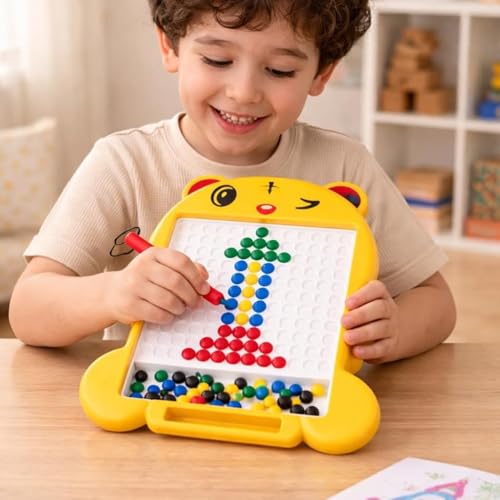Image of Magnetic Drawing Board for Kids with 80 Beads & Magnetic Pen | Big Size Magnetic Doodle Board | Educational Learning Toy, Drawing & Creativity for Boys & Girls (Multicolor)