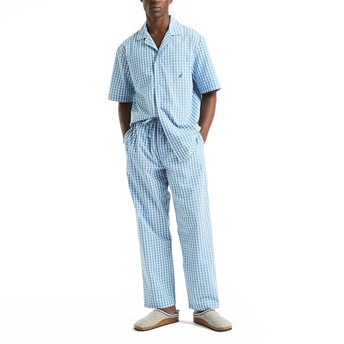 Image of Nautica Men's Nautica Sustainably Crafted Plaid Poplin Sleep Pant