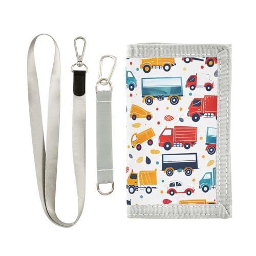 ALAZA Kids Wallets for Boys Girls Toddler Trifold Wallet Children Small Truck White with Zipper Coin Pocket