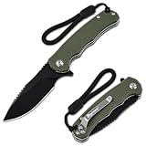 ROMANTICIST Folding Pocket Knife - 2.95' D2 Steel Blade & Non-Slip G10 Handle - Pocket Knife for Camping, Hiking and Outdoor Tasks - EDC Folding Knife with Clip & Lanyard - Unique Gifts for Men Women