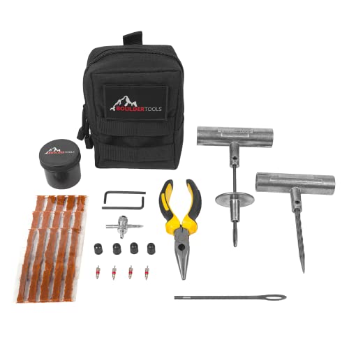 Boulder Tools - Compact Tire Repair Kit With Molle Storage Pouch. Heavy Duty Universal Tire Plug Kit, Easily Stores Inside Your Utv, Atv, Truck, Motorcycle, Overlanding Gear Or Rv #TOP3