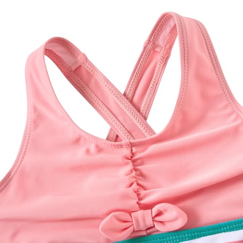 Image of BFUSTYLE Girls One Piece Swimsuit Cute Striped Bathing Suit Hawaii Swimwear 6-17 Years