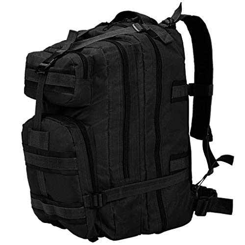 VidaXL Mochila Estilo Militar 50 Negra Campo Montañas Maniobras Camuflaje