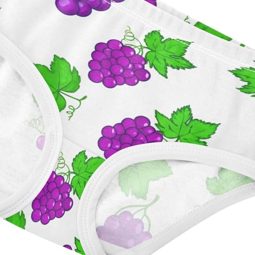 Cotton Girls Underwear Toddler Purple Grape Green Leaves White Panties Little Girl Cartoon Briefs Kids Undies 2t4