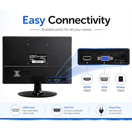 Image of 15.6 Inch HD Led Dispaly Monitor Led Monitor with VGA HDMI Ports | Wall Mountable | 16.7M Colors 5ms Response Time Slim Design (15.6, Inches)