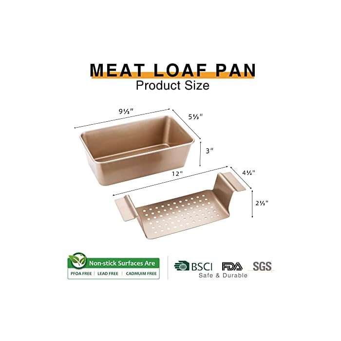 Buy Meatloaf Pan with Drain Tray HONGBAKE Healthy Nonstick Meat Loaf