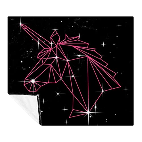 Couverture polaire licorne géométrique rose pour lit et canapé - 2