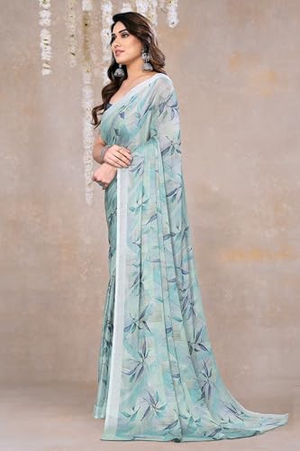 Image of MIRCHI FASHION Saree for Woman Chiffon Floral Printed | Lightweight All-Day Comfortable Women's Sari with Unstitched Blouse Piece (Available in 30 Colors)