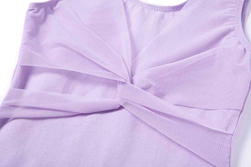 Image of MdnMd Sleeveless Tank Leotard for Girls with Mesh Cross Front