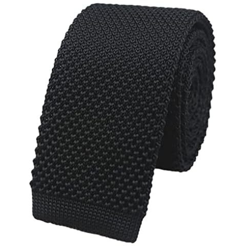 Kihatwin Jet Black Ties Woven Casual Preppy Stylish Necktie for Tall and Big Men or Boys Cover
