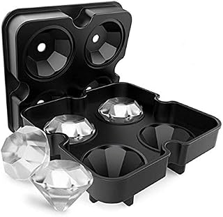 3D Cube Tray Silicone Ice Cube Diamond Moulds Freezer Tray for Whiskey Scotch Cocktail, Black