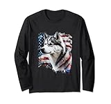 Photo Gallery husky con bandiera americana dipinta maglia a manica Photo Gallery husky con bandiera americana dipinta maglia a manica
