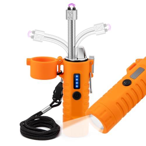 LcFun Dual-Arc Flexible-Neck USB-C Rechargeable Lighter with Flashlight