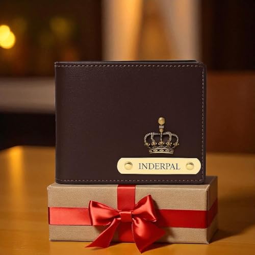 Image of Personalized Leather Wallet for Men and Boys Customized Wallet Customise Gifts for Men | Personalized with Name & Charm Purse
