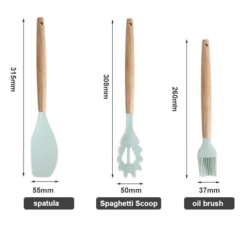 19 pcs Kitchen Utensils Set, Resistant Kitchen Utensils with Wooden Handles, Cooking Utensils Set, Kitchen Gadgets Tools Set, for Cookware and Baking, Home Kitchen Accessories - Image 3