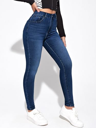 Floerns Women's Casual Skinny Jeans High Waist Stretchy Workout Denim Pants4