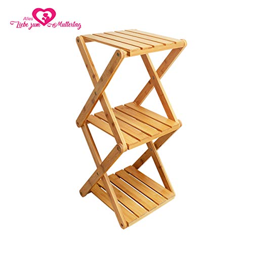 Preisvergleich Produktbild Badezimmerregal Badregal Küchenregal Blumenregal aus Bambus Klappbar zur Aufbewahrung und Lagerung im Badezimmer (3-schichtig-klein)