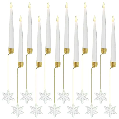12 Velas LED de Navidad con mando luces sin llama de copo de nieve para hogar 2