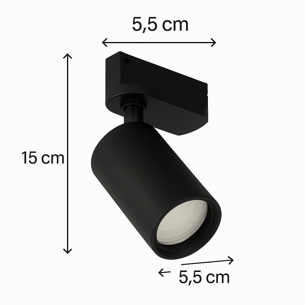Jandei - Pack 10x Foco Carril Orientable para GU10, Monofásico 220V, Aluminio. Ideal para Iluminación Direccional en Hogares y Comercios. Bombilla No Incluída. (Negro)