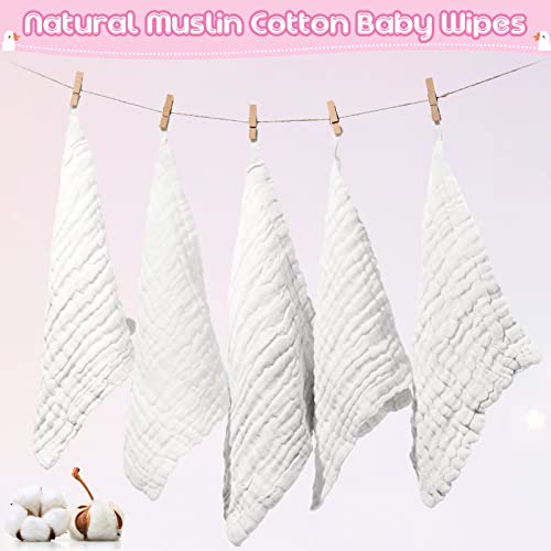 Image of Breling 20 Pcs Baby Muslin Washcloth 12 x 12 Inch 100% Cotton Soft and Absorbent Muslin Washcloth Burp Cloth Wipe Newborn Face Towel for Baby Boy Girl Sensitive Skin(White)